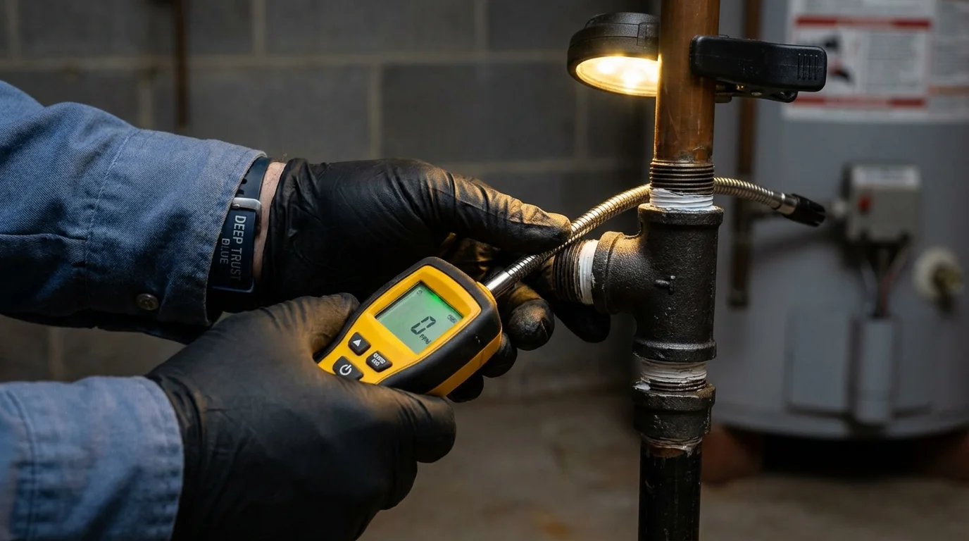 Gas leak detection with electronic sniffer by Johns Plumbing LLC in Mammoth